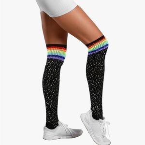 🌈 ✨ PRIDE ✨🌈 NEW with tags 🏷️ rainbow rhinestone over knee SOCKS🧦